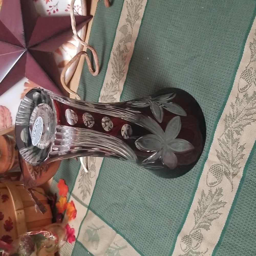 🥀CUT LEAD GLASS TULIP VASE - Picture 5 of 8